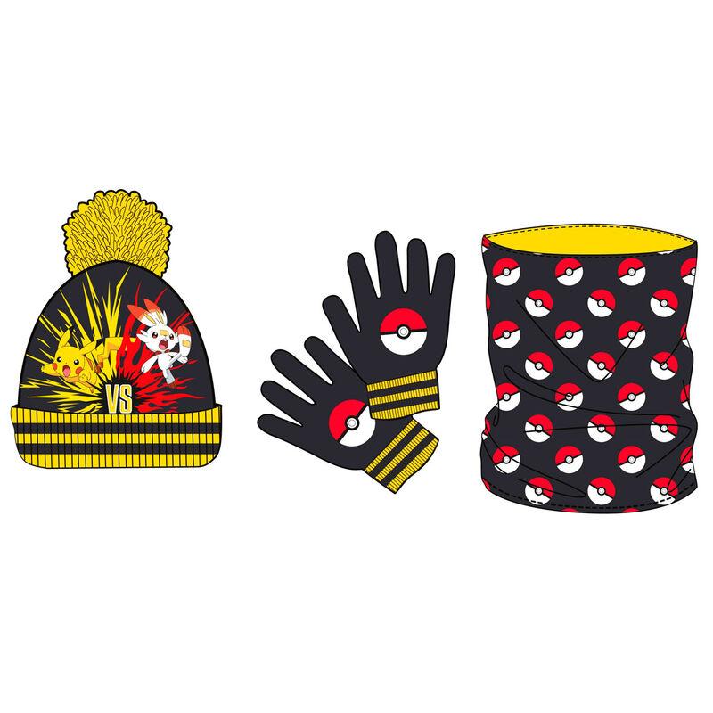 Set hiver Kinder Pokémon Pikachu : écharpe, bonnet et Gants
