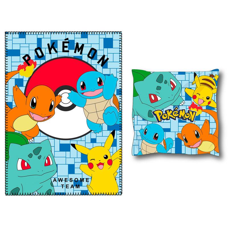 Pokemon set coussin 35cm + plaid 100 x 140 cm, chambre enfants