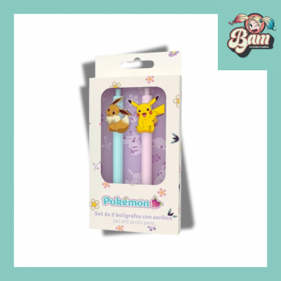 Pokemon set de 2 stylos pikachu evoli